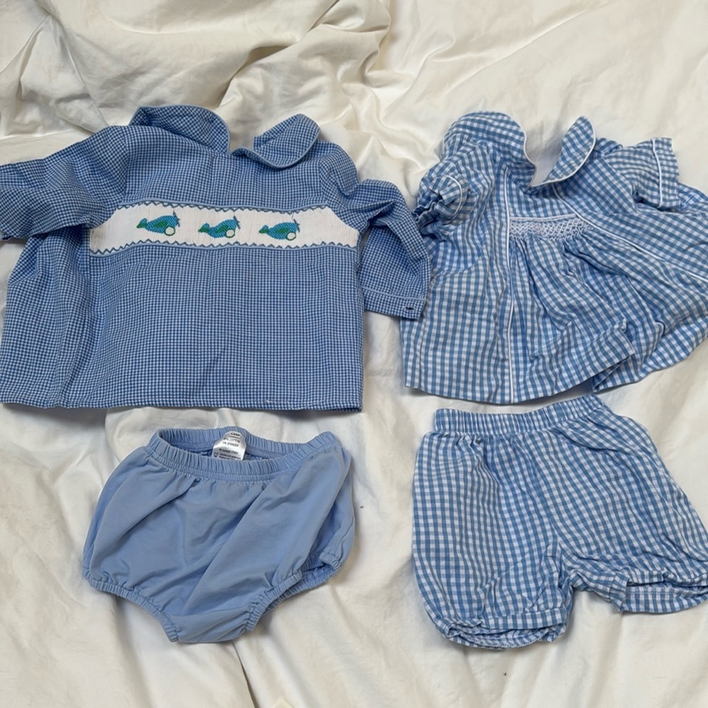 2 12 month adorable bright blue sets for baby boys